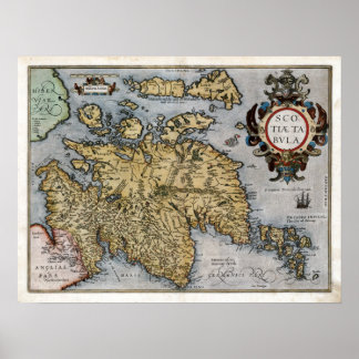 Affiche Carte de l'Écosse 1580