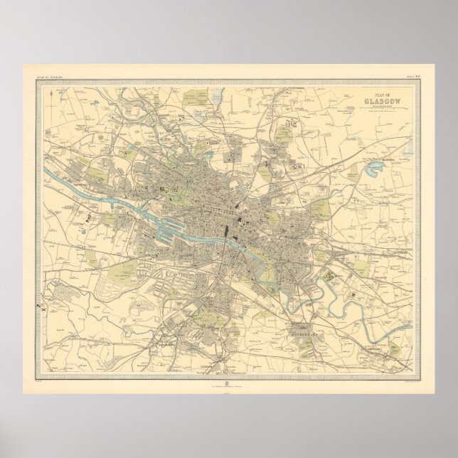Affiche Carte de l'Ecosse de Old Glasgow (1912) (Devant)
