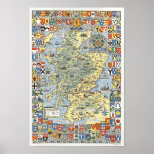 Affiche Carte de l'Ecosse historique