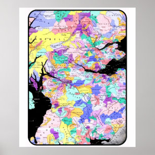 Affiche Carte de l'Écosse Noms des clans écossais Emplacem