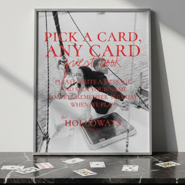 Affiche Carte de lecture manuscrite moderne Signet du livr (Modern Handwritten Playing Card Guest Book Sign)