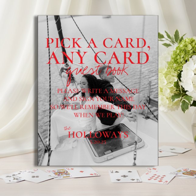 Affiche Carte de lecture manuscrite moderne Signet du livr (Add a fun and interactive touch to your wedding with this Modern Playing Card Guest Book Sign!)