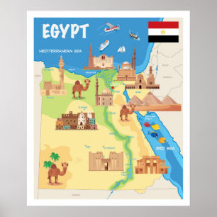 Affiche Carte de l'Egypte