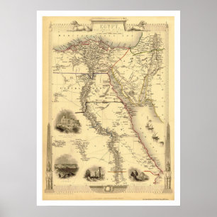 Affiche Carte de l'Egypte et de l'Arabie Petrea par Rapkin
