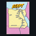 Affiche Carte de l'Egypte illustrée par Pop Art<br><div class="desc">Pop Art Illustrated Egypt Carte africaine dans un style vintage et ancien.</div>