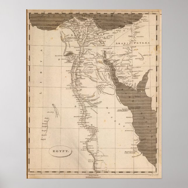 Affiche Carte de l'Egypte par Arrowsmith (Devant)