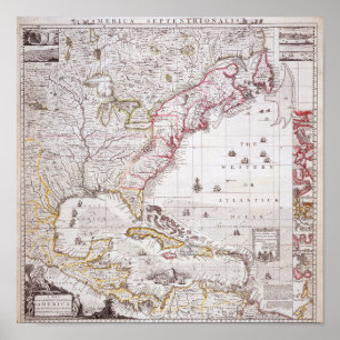 Affiche Carte de l'Empire britannique en Amérique