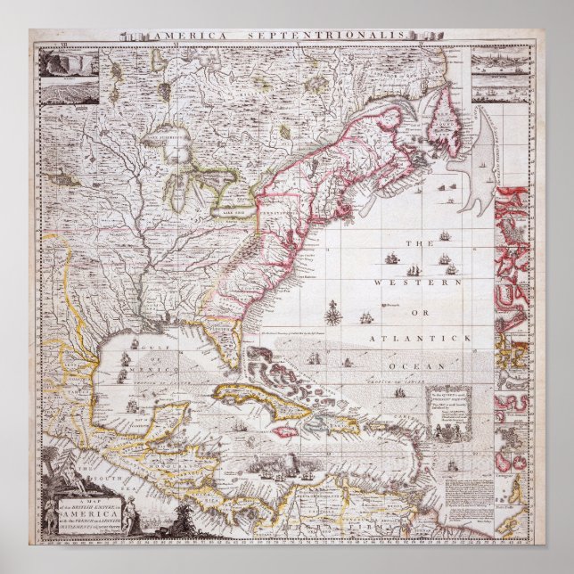 Affiche Carte de l'Empire britannique en Amérique (Devant)