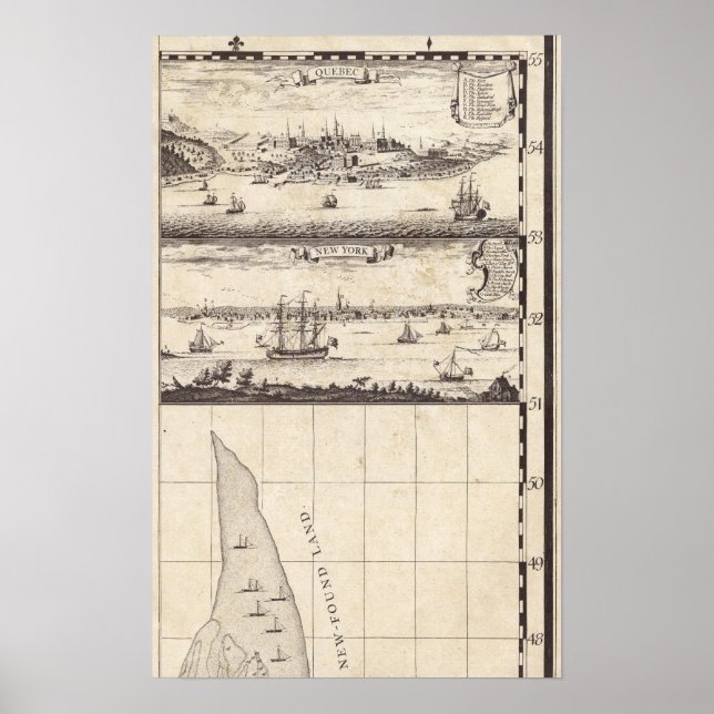 Affiche Carte de l'Empire britannique en Amérique Feuille  (Devant)