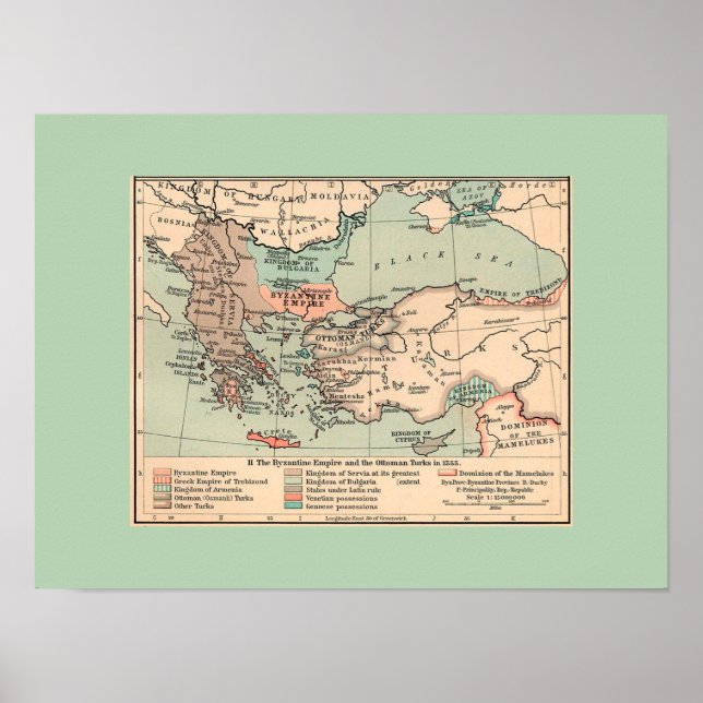 Affiche Carte de l'Empire byzantin antique (Devant)