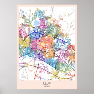 Affiche Carte de León Mexico