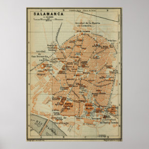 Affiche Carte de l'Espagne Vintage Salamanque (1913)