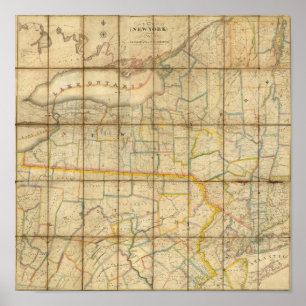 Affiche Carte de l'État de New York