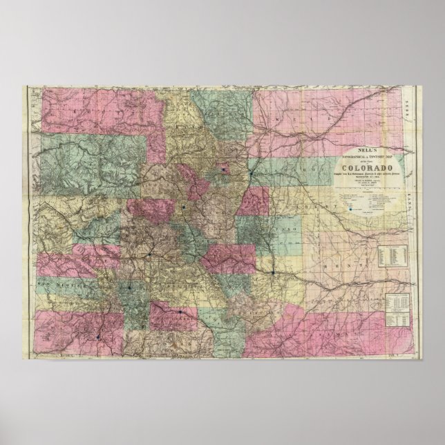 Affiche Carte de l'État du Colorado (Devant)