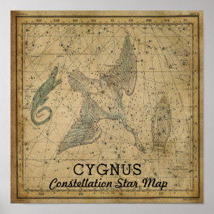 Affiche Carte de l'étoile Cygnus Swan Constellation