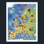 Affiche Carte de l'Europe<br><div class="desc">Ce dessin présente une carte de dessin animé de l'Europe.</div>