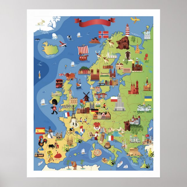 Affiche Carte de l'Europe (Devant)