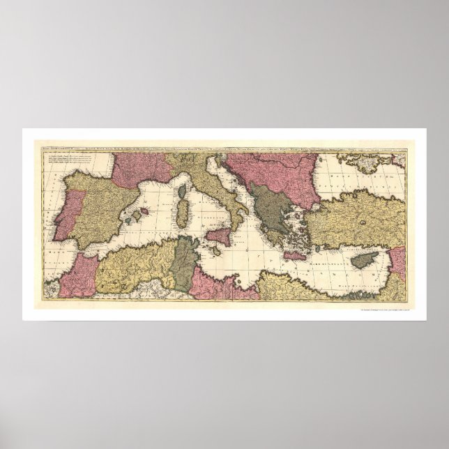 Affiche Carte de l'Europe du Sud et de la Méditerranée 169 (Devant)