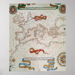 Affiche Carte de l'Europe et côtes de l'Afrique du Nord