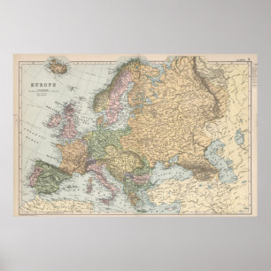 Affiche Carte de l'Europe vintage