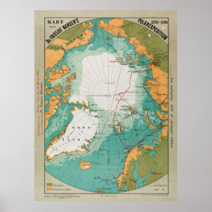 Affiche Carte de l'expédition polaire de Fridtjof Nansen
