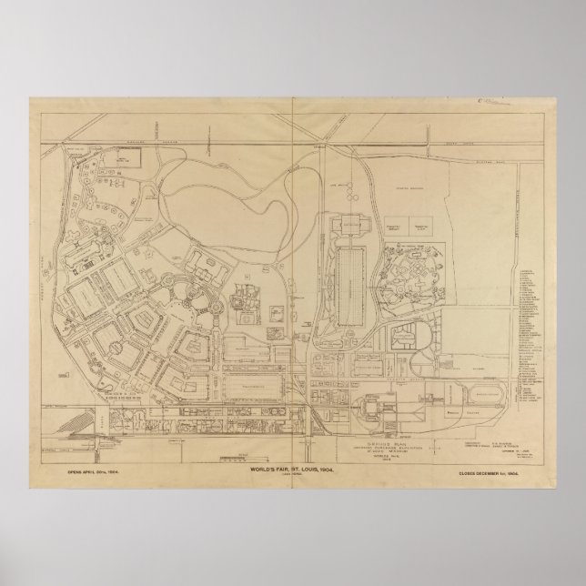 Affiche Carte de l'Exposition Universelle de 1904 à St. Lo (Devant)