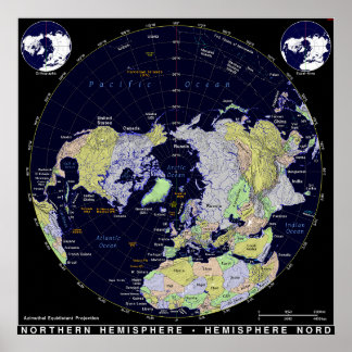 Affiche Carte de l'hémisphère nord