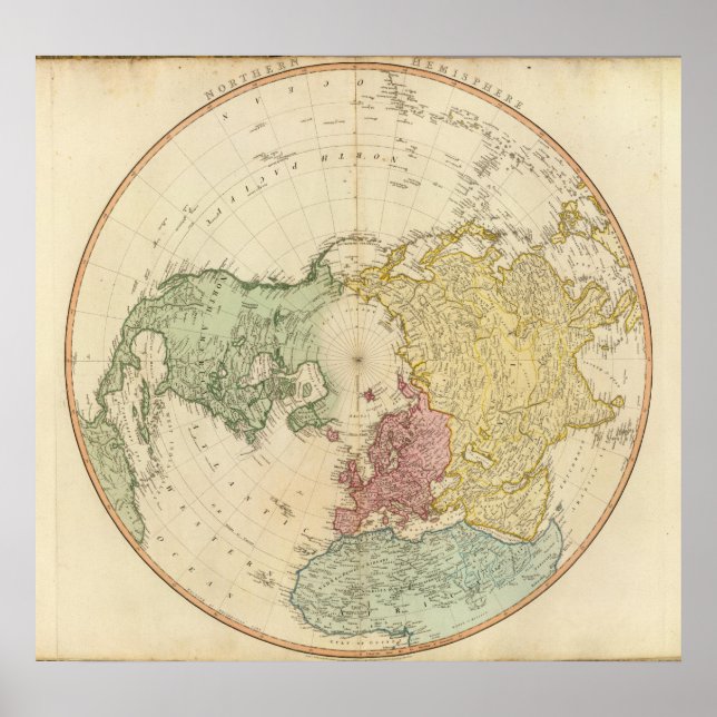 Affiche Carte de l'hémisphère nord (Devant)