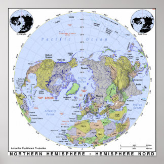 Affiche Carte de l'hémisphère nord