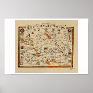 Affiche Carte de l'histoire et Romance du Wyoming