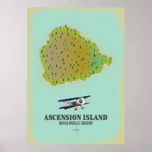 Affiche Carte de l'île d'Ascension territoire britannique