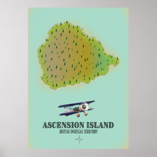 Affiche Carte de l'île d'Ascension territoire britannique