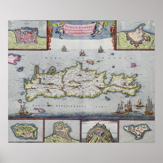 Affiche Carte de l'île de Candia (Devant)