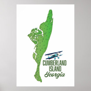Affiche carte de l'île de Cumberland Géorgie