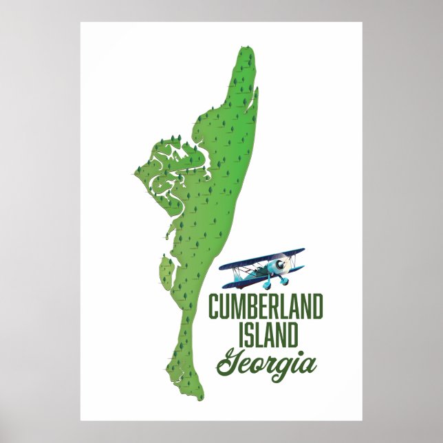 Affiche carte de l'île de Cumberland Géorgie (Devant)