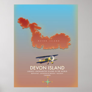 Affiche carte de l'île de Devon, Canada