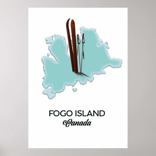 Affiche Carte de l'île de Fogo Canada (Devant)