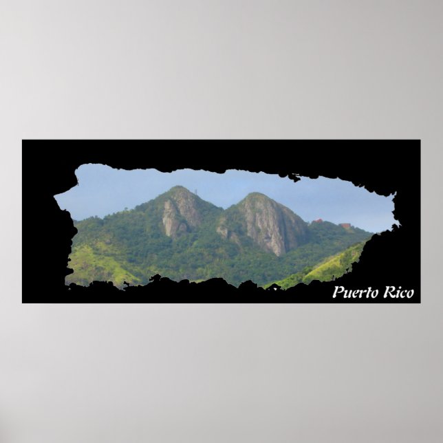 Affiche Carte de l'île de Porto Rico Cayey (Devant)