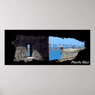 Affiche Carte de l'île de Porto Rico El Morro