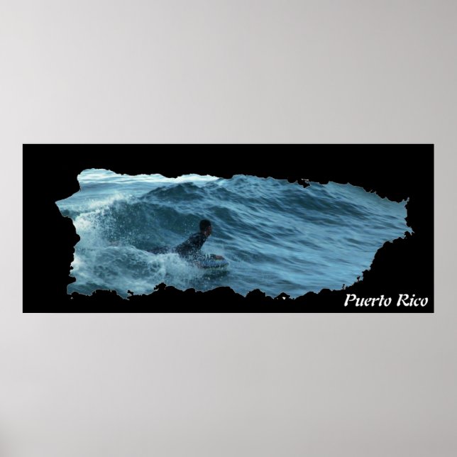 Affiche Carte de l'île de Porto Rico surf (Devant)