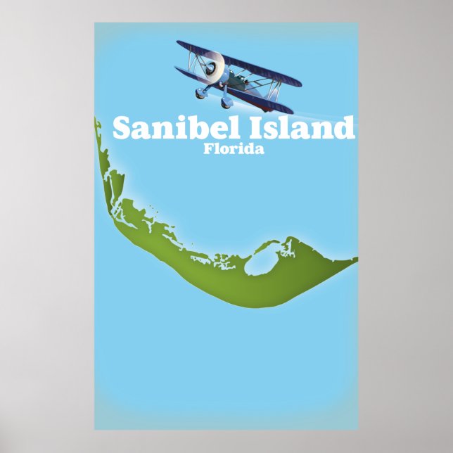 Affiche Carte de l'île de Sanibel Floride (Devant)