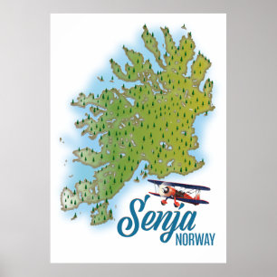 Affiche Carte de l'île de Senja Noway