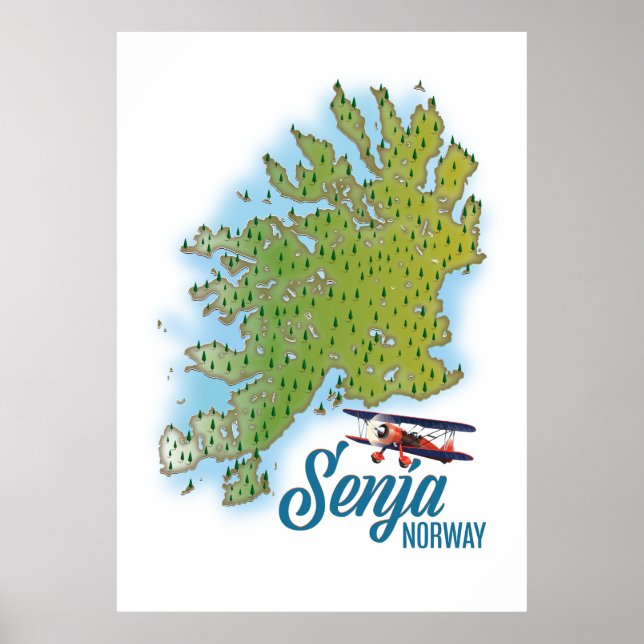 Affiche Carte de l'île de Senja Noway (Devant)