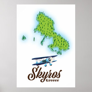 Affiche carte de l'île de Skyros Grèce