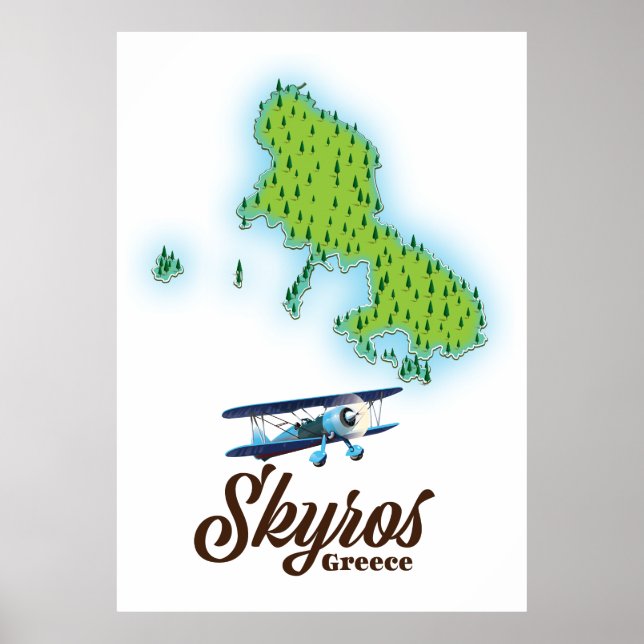 Affiche carte de l'île de Skyros Grèce (Devant)