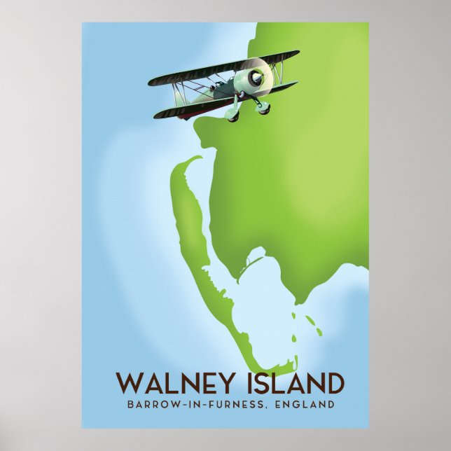 Affiche Carte de l'île de Walney, Burrow-In-Furness, Angle (Devant)