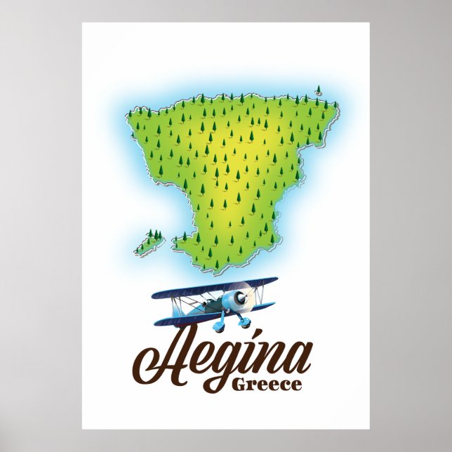 Affiche Carte de l'île d'Égine Grèce (Devant)