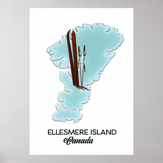 Affiche Carte de l'île d'Ellesmere Canada (Devant)