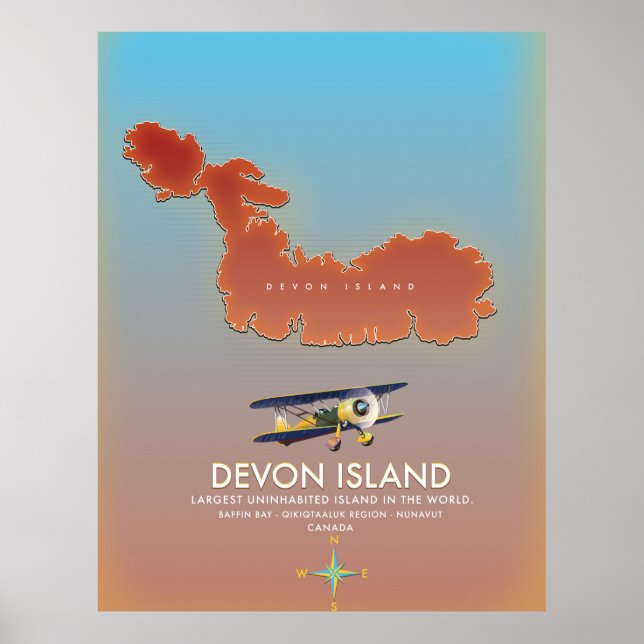 Affiche Carte de l'île Devon, canada (Devant)