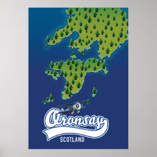 Affiche Carte de l'île d'Oronsay en Ecosse